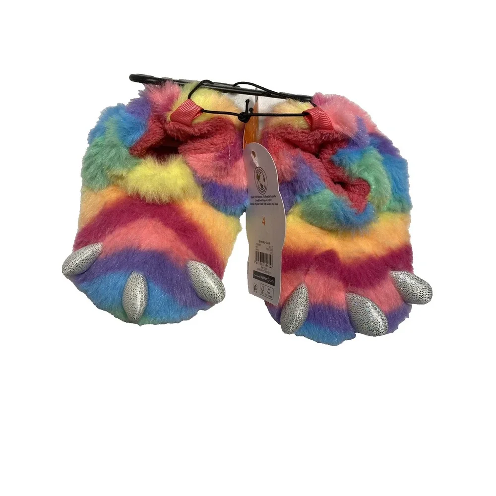 wonder nation baby girls colorful monster feet slippers size‎ 4 12 months